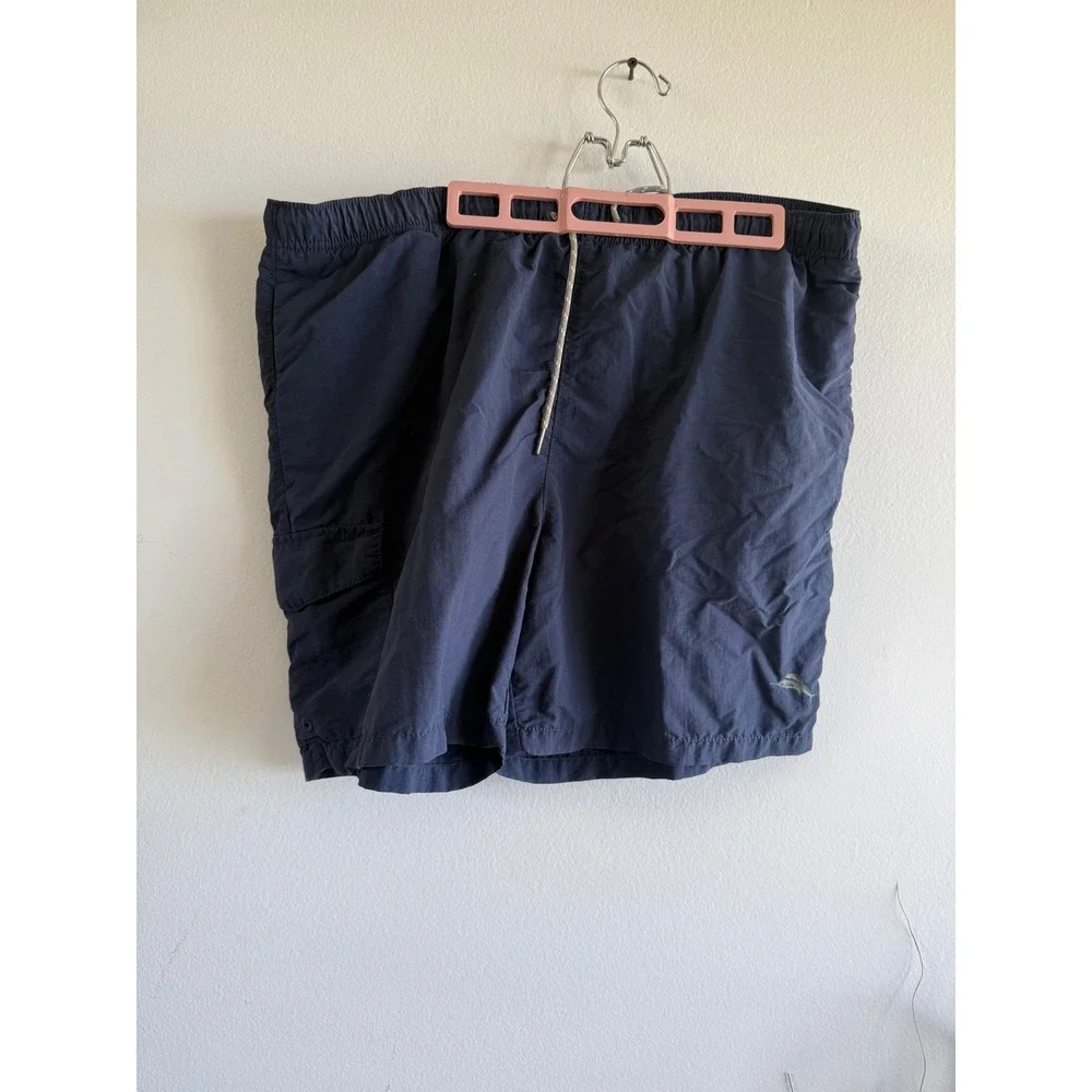 Tommy Bahama Relax Mens XL Navy Blue Nylon Mesh Lined Cargo‎ Swim Trunks Shorts